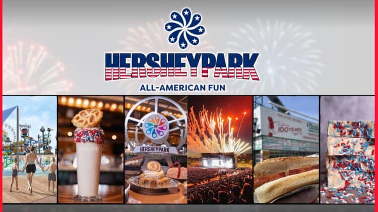Hersheypark Summer 2026 event branding at the park entrance in Hershey, Pennsylvania.