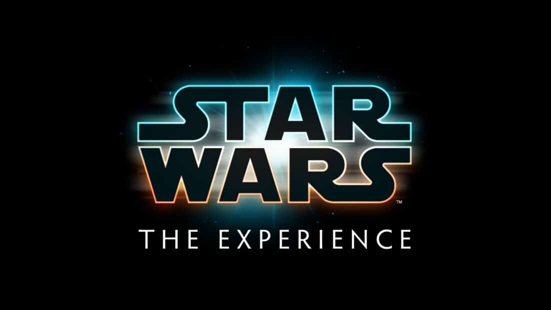 Star Wars: The Experience logo, the official exhibition celebrating 50 years of Star Wars, premiering at The Franklin Institute February 13, 2027
