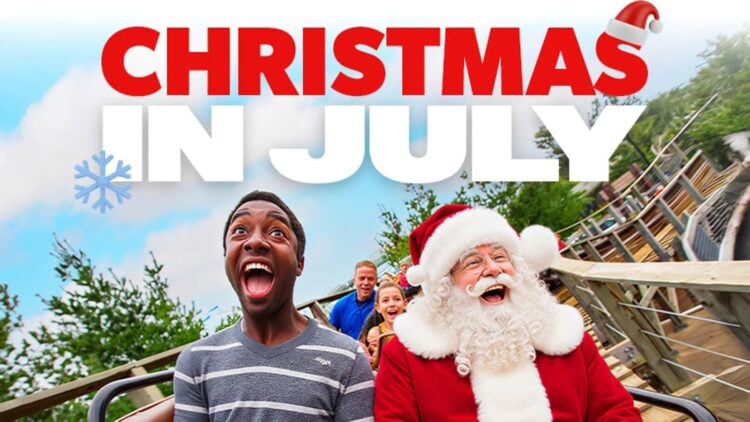 Six Flags Christmas in July sale promotional graphic