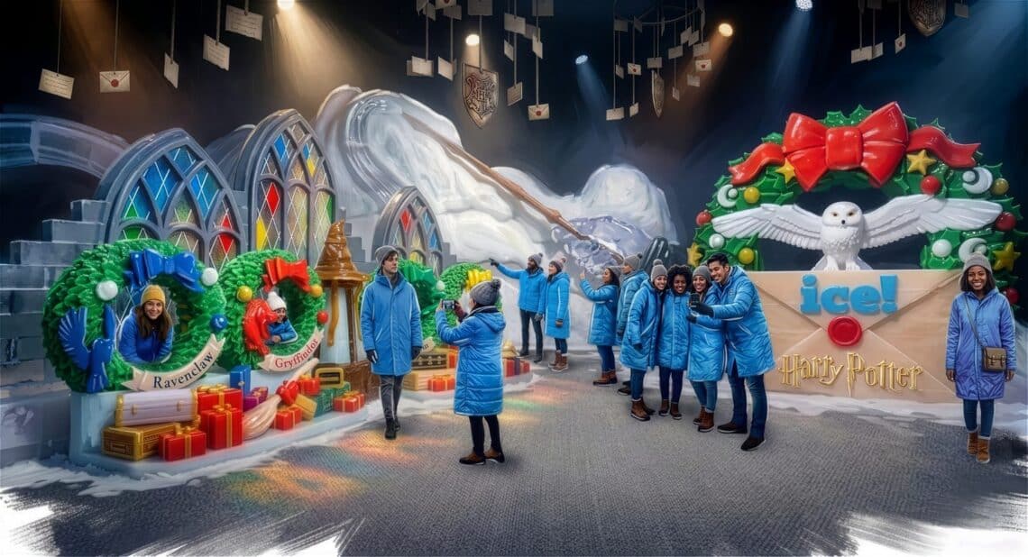 Rendering of the Harry Potter themed ice entrance at ICE at Gaylord Texan